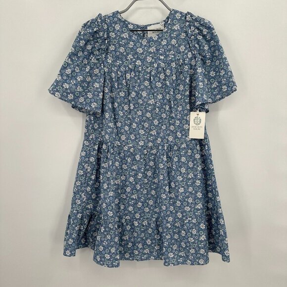 Hyacinth House by Tuckernuck Blue Floral Romy Tiered Mini Dress sz XS NWT - Picture 1 of 8